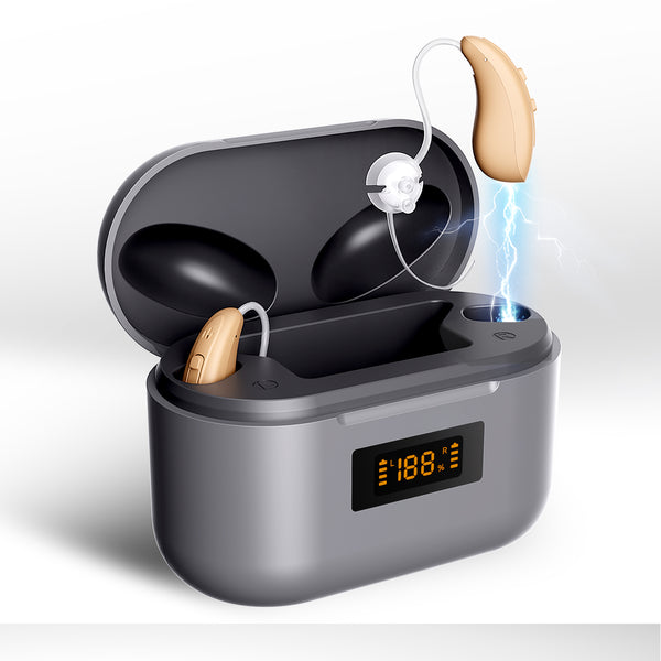 AuyeeSnc BTE Hearing Aids: Rechargeable, Smart Button, Noise Reduction, Dual Modes, Elderly - friendly